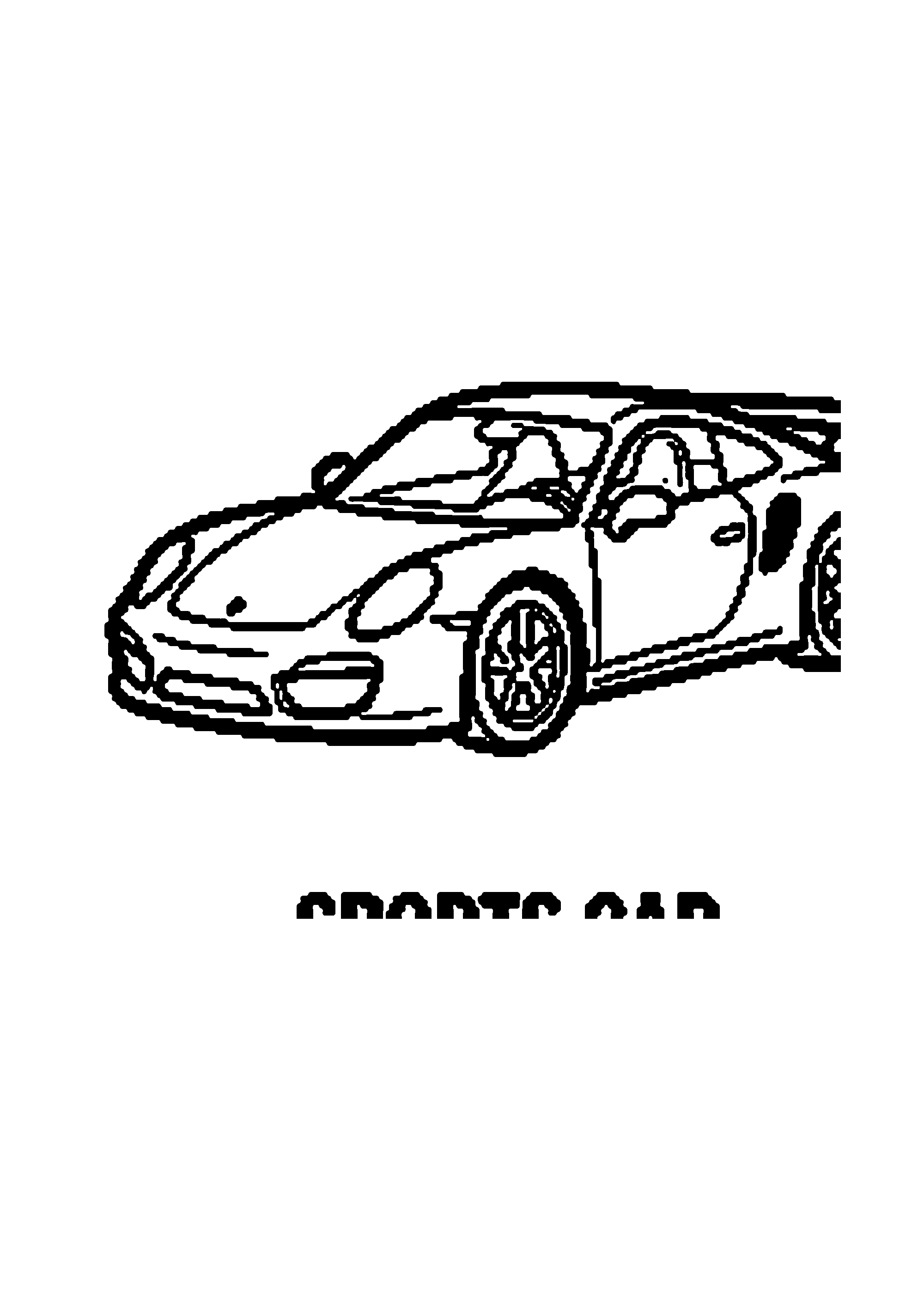 Coloriage aux contours nets : Voiture Décapotable Sport au Soleil